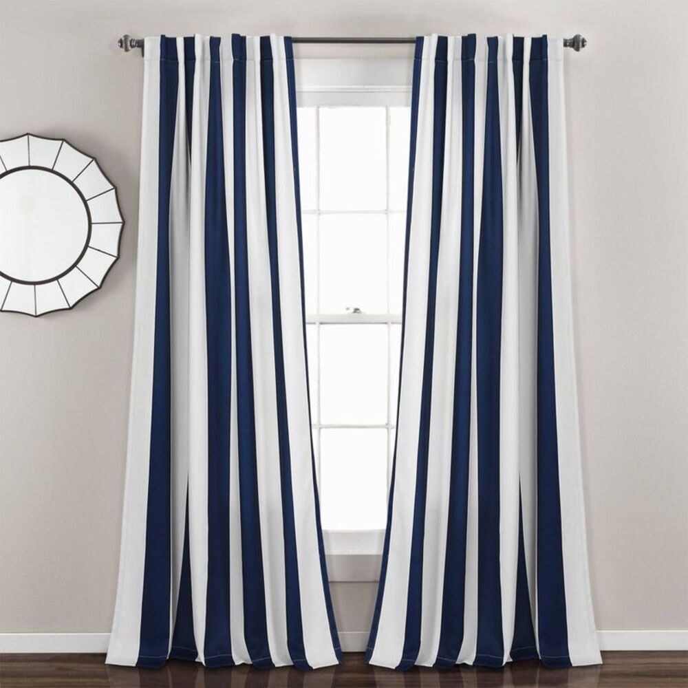 Lush Decor - 2pk 52"x84" Light Filtering Wilbur Curtain Panels  Navy